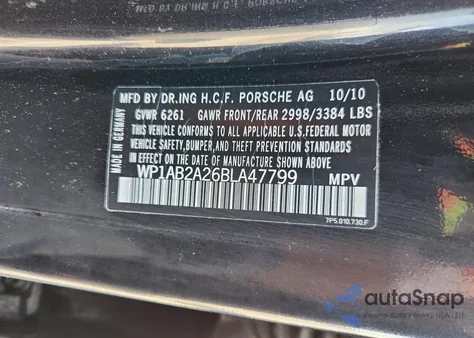 2011 Porsche Cayenne S z USA, uszkodzony, nr VIN WP1AB2A26BLA47799